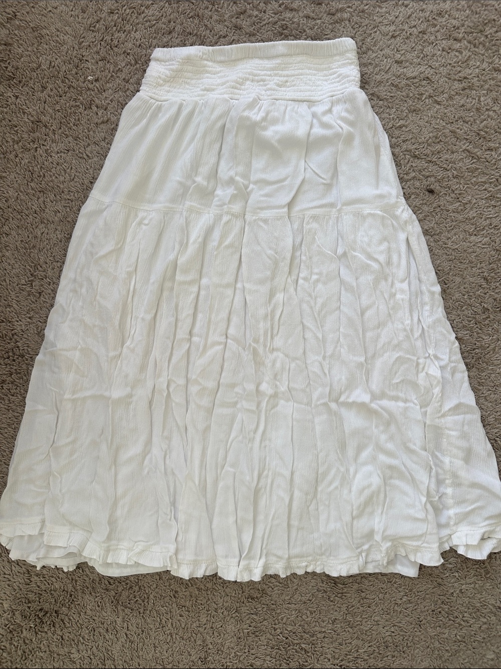 Japna Creamy White Tiered Maxi Skirt